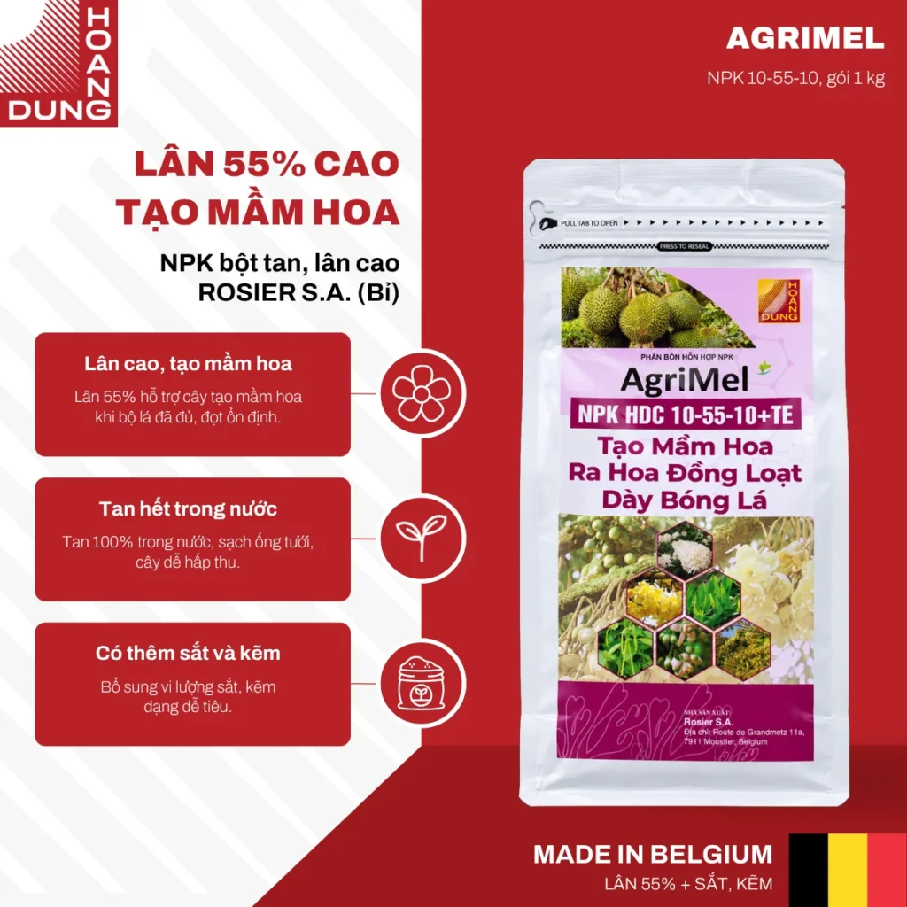 AGRIMEL NPK 10-55-10 SQM Holland – công dụng nổi bật của sản phẩm