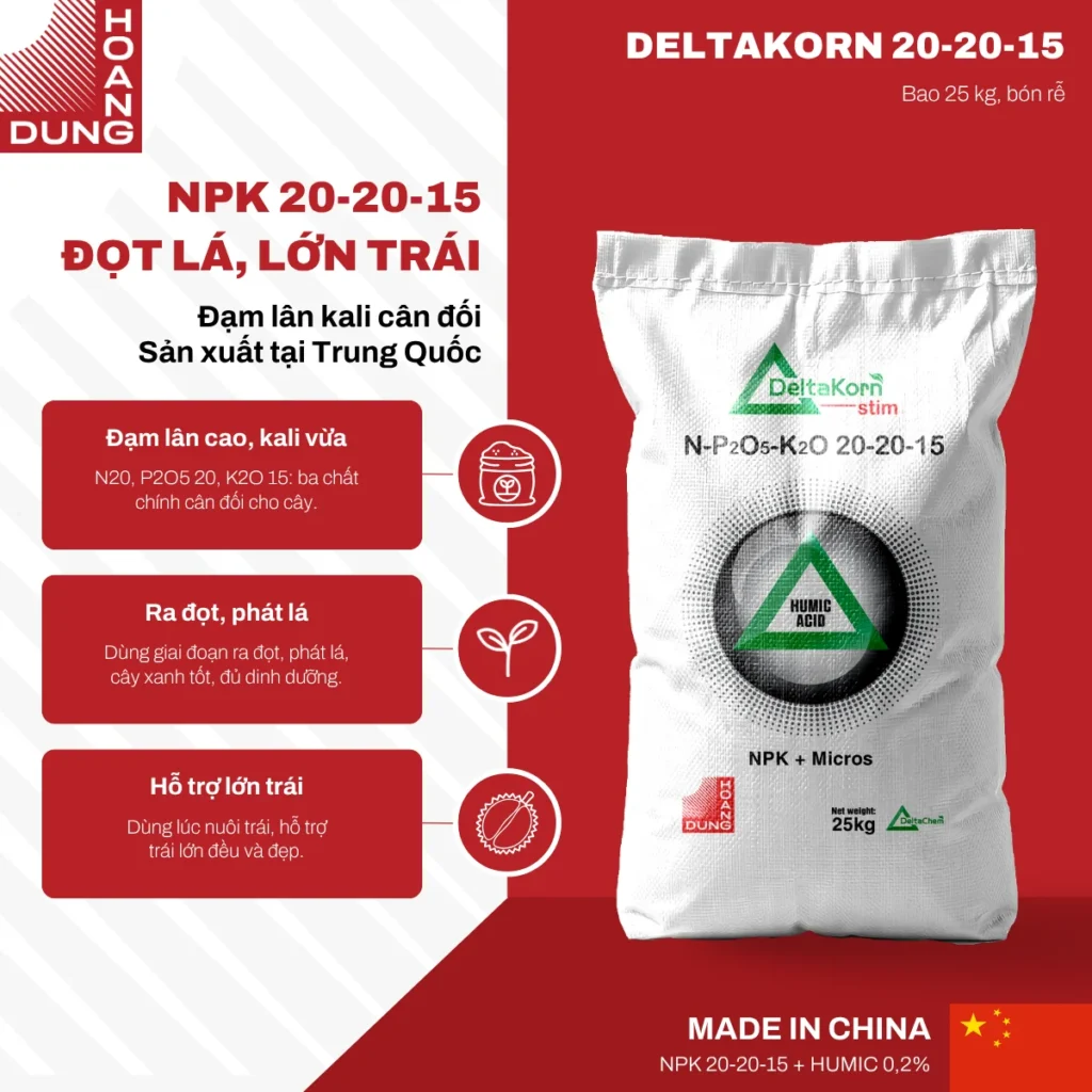 DELTAKORN NPK 20-20-15 Hạt đen Beijing Tongxin Tuli Technology – công dụng nổi bật của sản phẩm