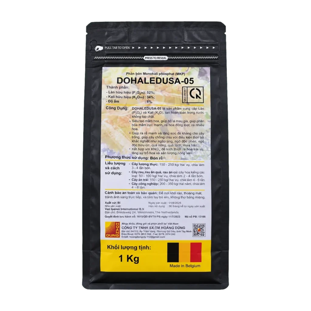 DOHALEDUSA-05 - MKP 0-52-34 phân bón monokali phosphat dạng bột tan Van Iperen – mặt trước bao bì
