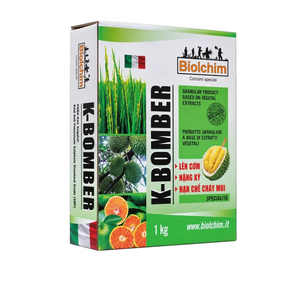 K-BOMBER phân bón kali sunphat dạng hạt Biolchim – mặt trước bao bì