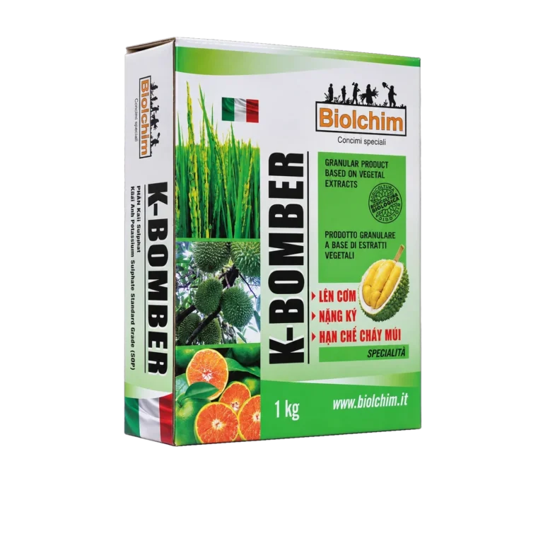 K-BOMBER phân bón kali sunphat dạng hạt Biolchim – mặt trước bao bì