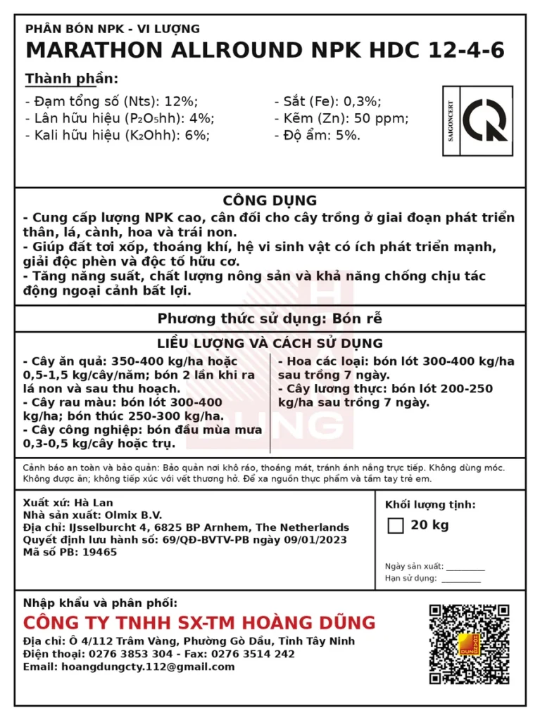 MARATHON 12-4-6 Olmix – tem phụ