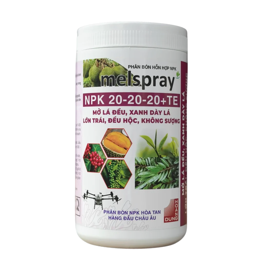 MELSPRAY NPK 20-20-20 phân bón NPK dạng bột tan Rosier – mặt trước bao bì
