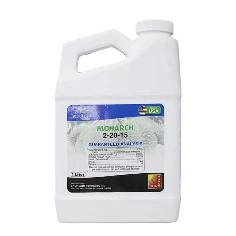 MONARCH NPK 2-20-15 phân bón hỗn hợp NPK dạng lỏng Loveland Products – mặt trước bao bì