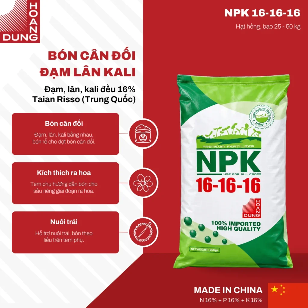 NPK 16-16-16 Hạt hồng Taian Risso Chemical – công dụng nổi bật của sản phẩm
