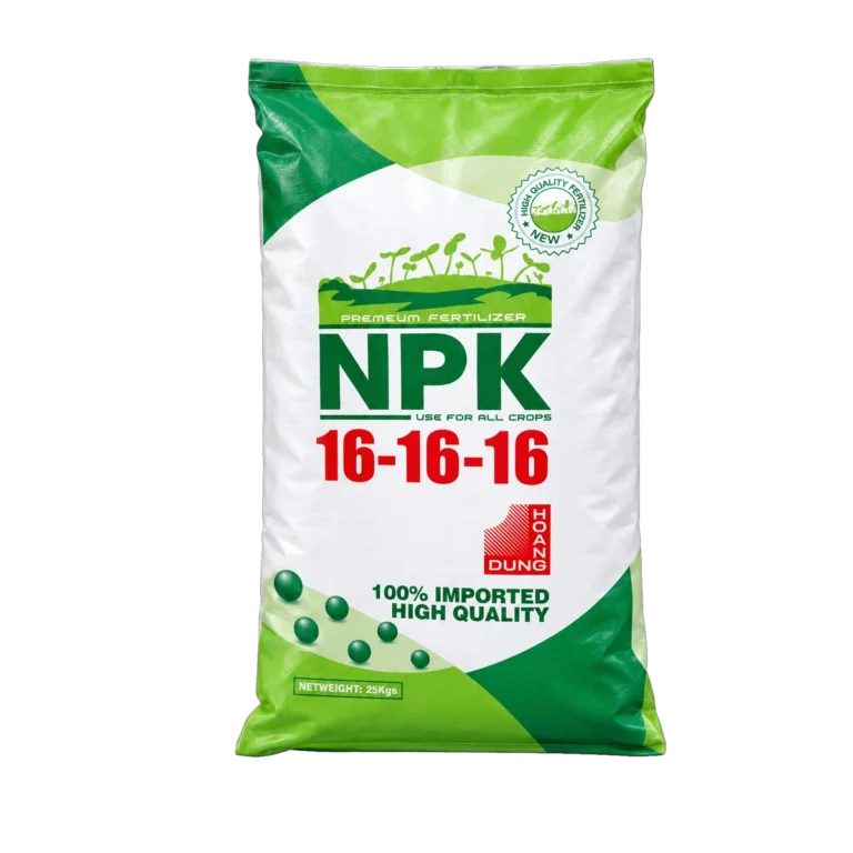 NPK 16-16-16 Hạt hồng phân bón hỗn hợp NPK dạng hạt Taian Risso Chemical – mặt trước bao bì