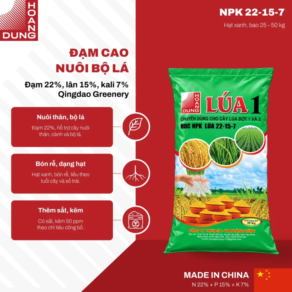 NPK 22-15-7 Hạt xanh Qingdao Greenery Chemical – công dụng nổi bật của sản phẩm