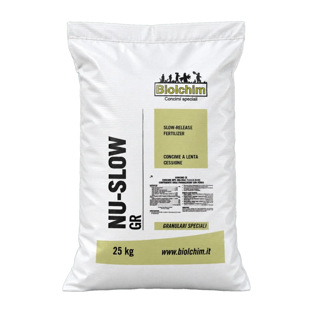 NU-SLOW GR phân bón NPK trung vi lượng dạng hạt Biolchim – mặt trước bao bì