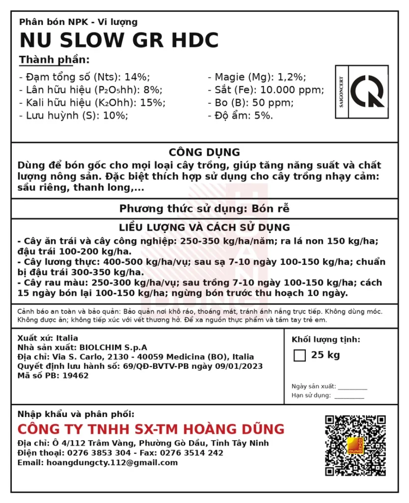 NU-SLOW GR Biolchim – tem phụ
