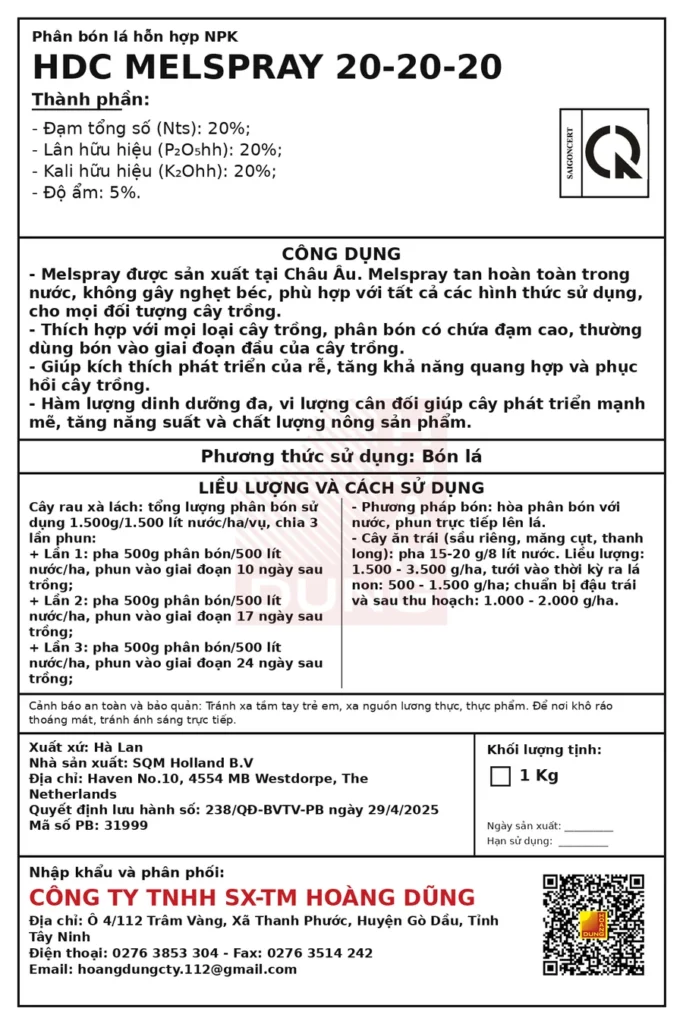PLANT MARVEL NPK 20-20-20 Plant Marvel – tem phụ